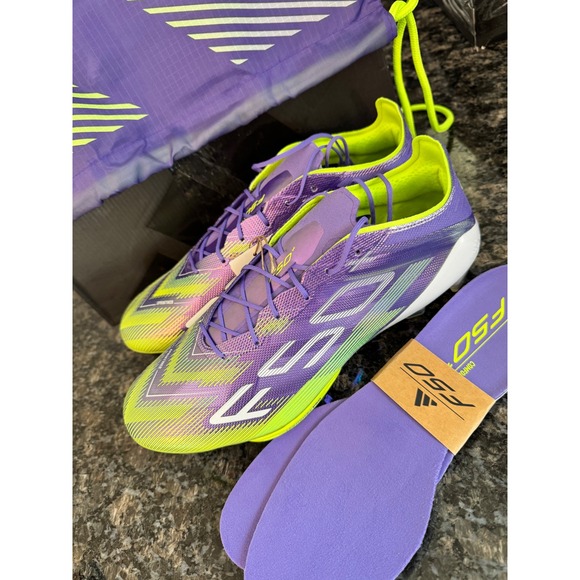 Adidas F50+ FG Soccer Cleats Purple Lucid Lemon JS3211 Mens 9.5 Womens 10.5